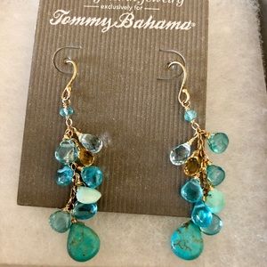 Tommy Bahama gold & turquoise cluster earrings